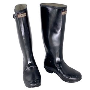 9 HUNTER ORIGINAL TALL BLACK PAINTED SNOW RAIN BOOTS